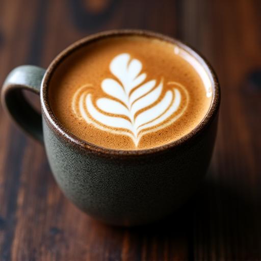 The signature Ember Latte in a rustic ceramic mug.